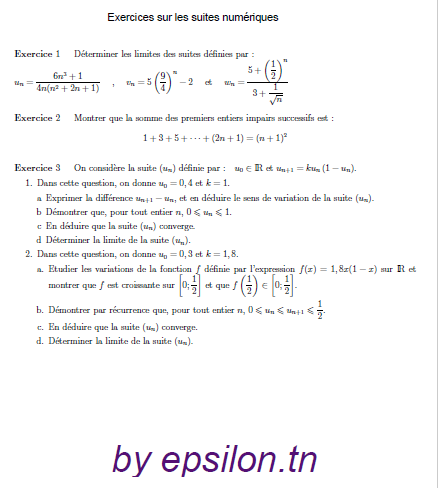 Exercices sur les suites