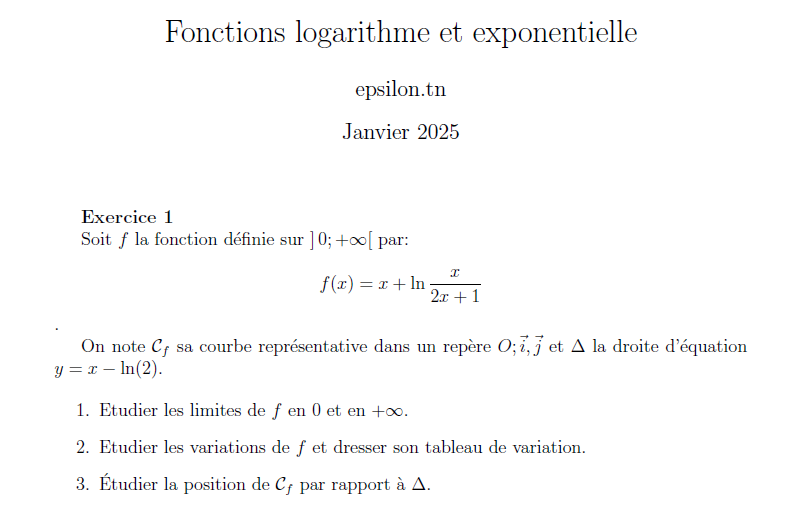 Logarithme et exponentielle