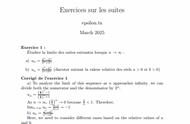 Exercices sur les suites